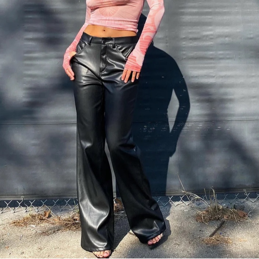 AFRM Dawson Wide Leg Leather Jean
